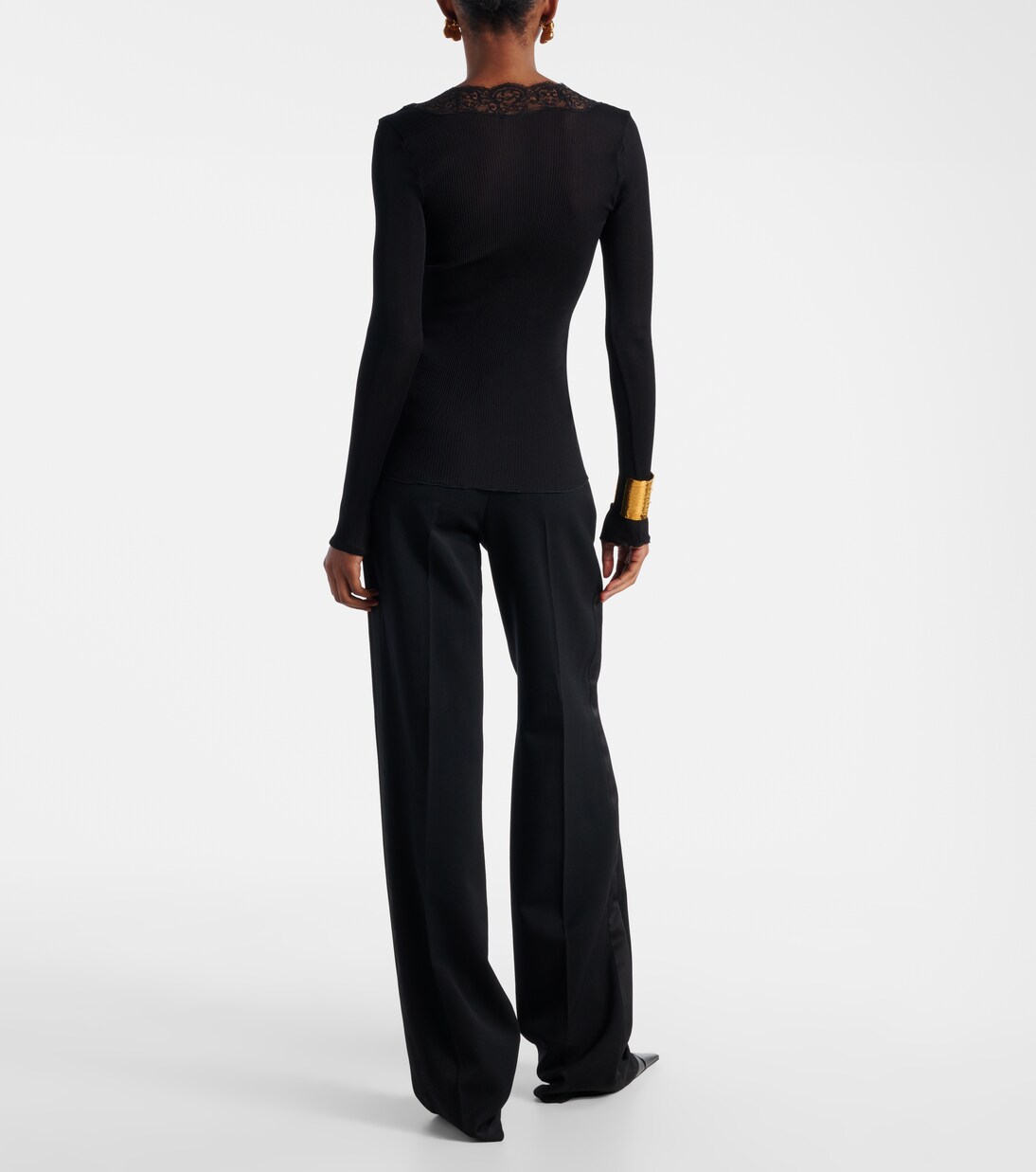 Top in seta semitrasparente con pizzo | Saint Laurent