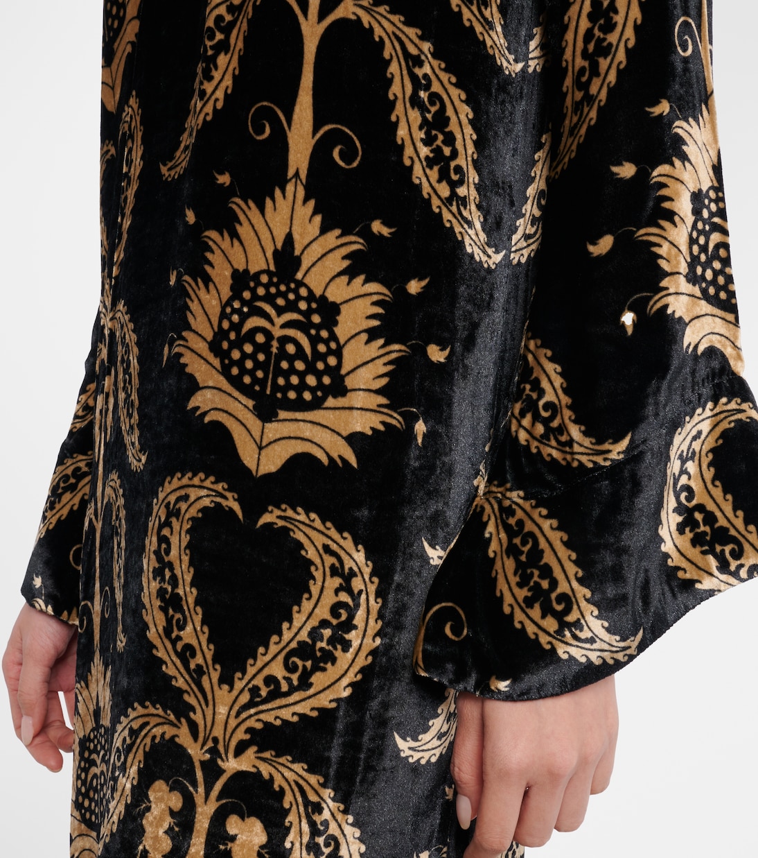 Abito lungo in velluto con ricamo | Johanna Ortiz