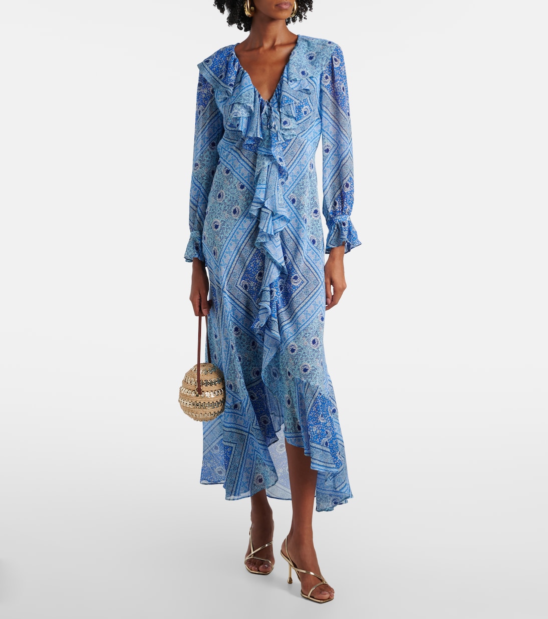 Abito lungo Gracye in seta con volant | Rixo