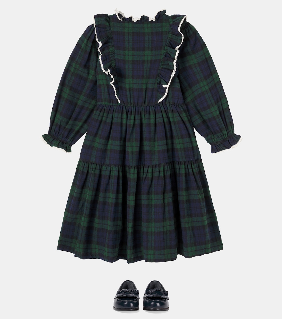 Bella checked ruffled cotton dress | C'era Una Volta