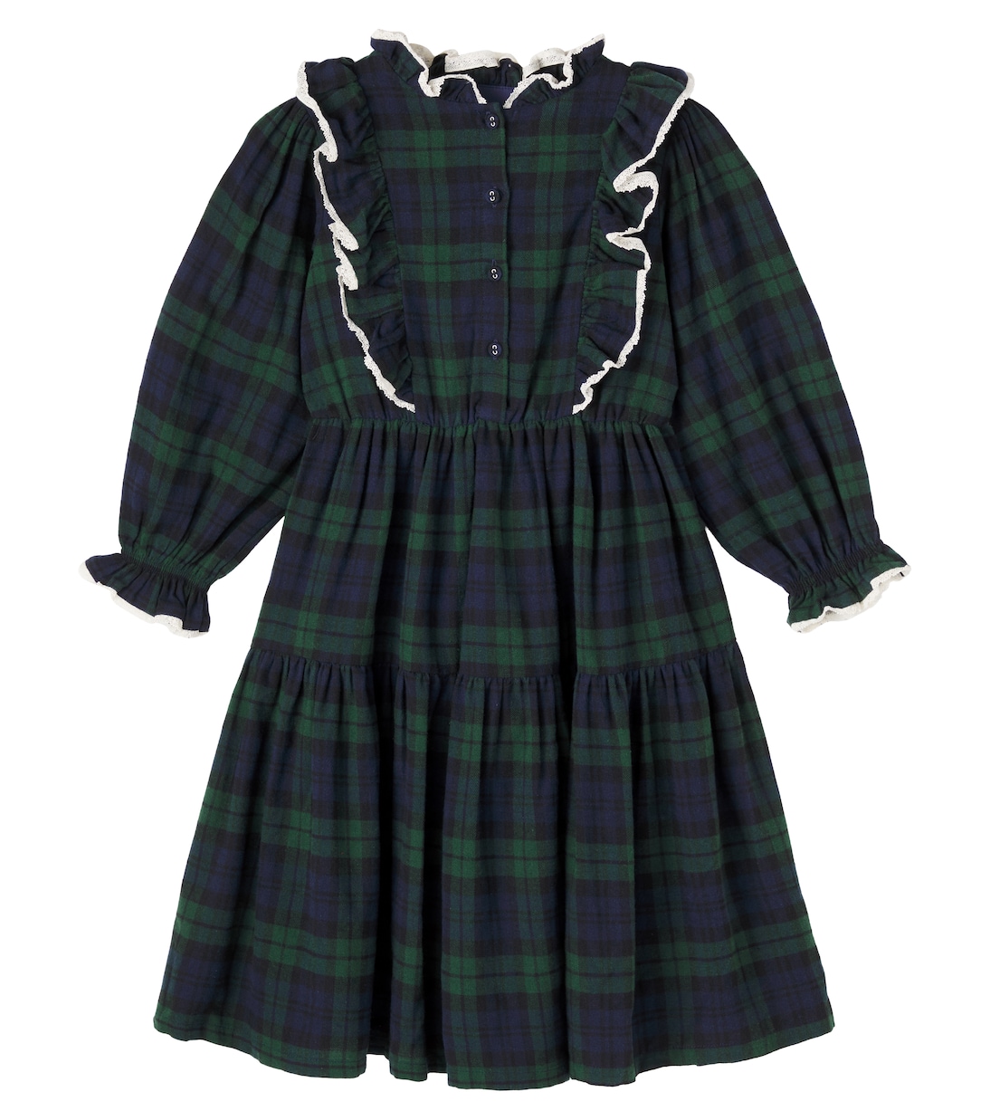 Bella checked ruffled cotton dress | C'era Una Volta