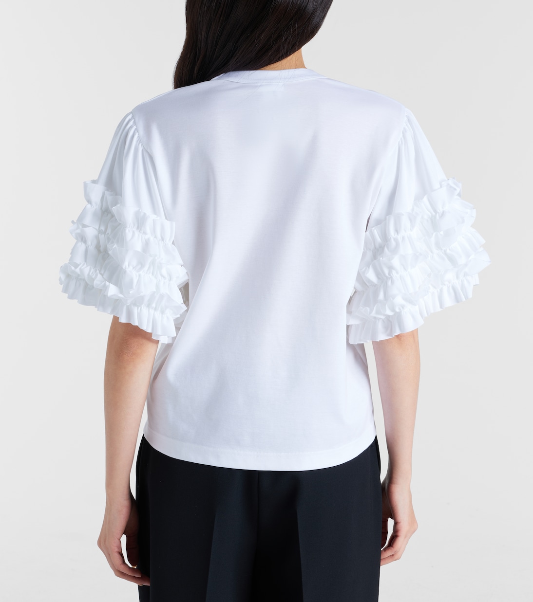 Ruffled cotton T-shirt | Noir Kei Ninomiya