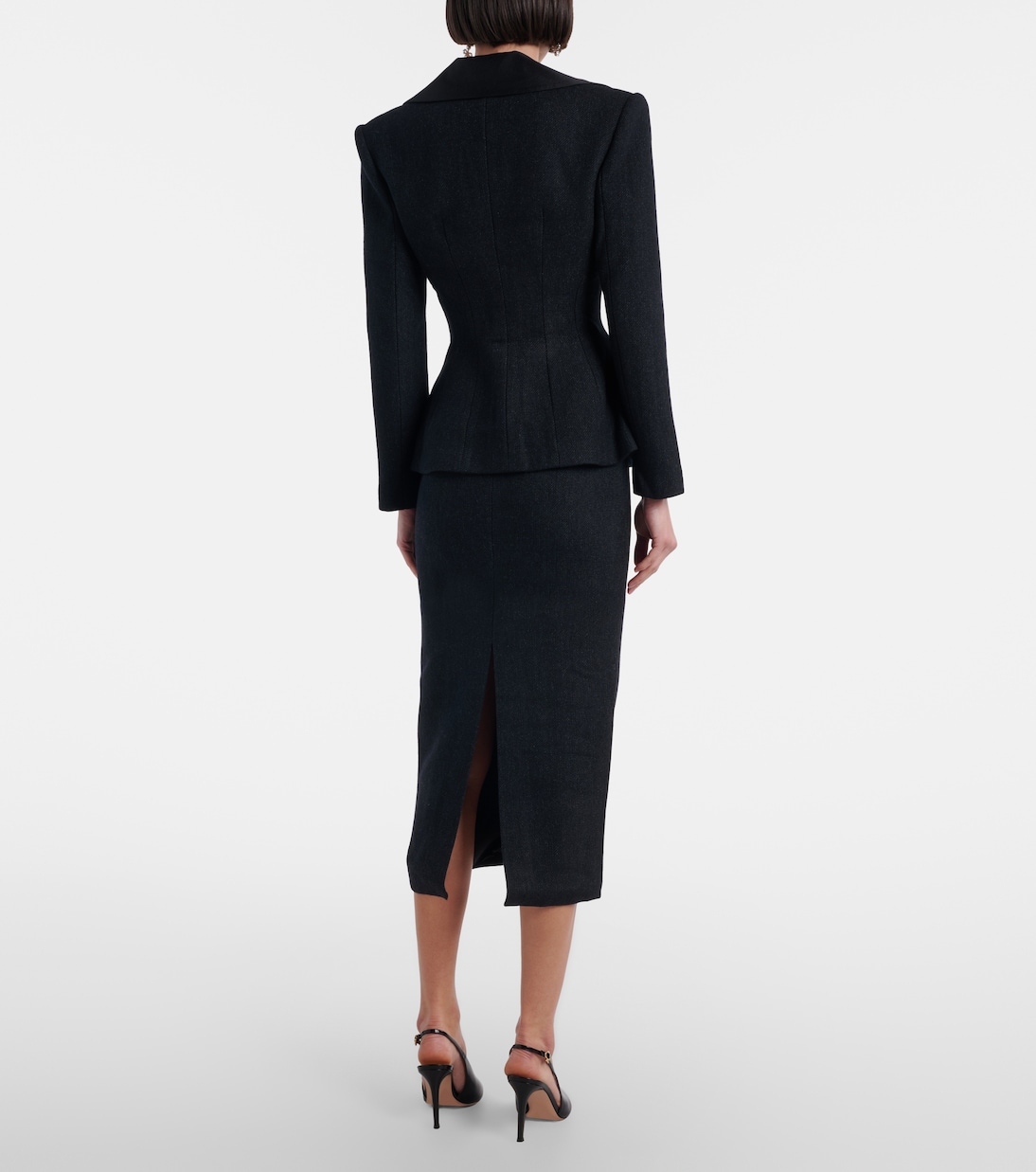 Wool-blend twill midi dress | Self-Portrait