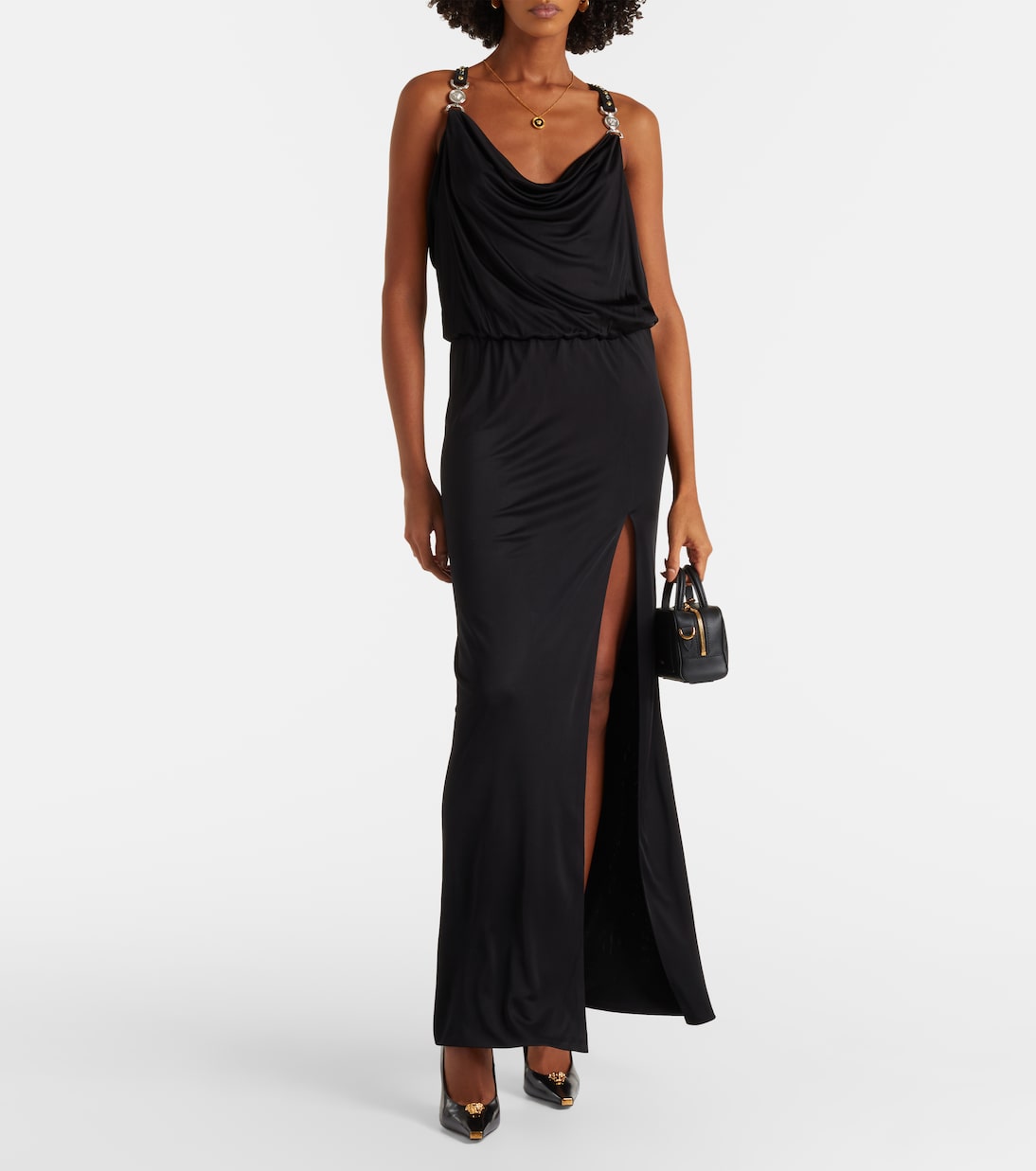 Vestido de fiesta de jersey adornado | Versace