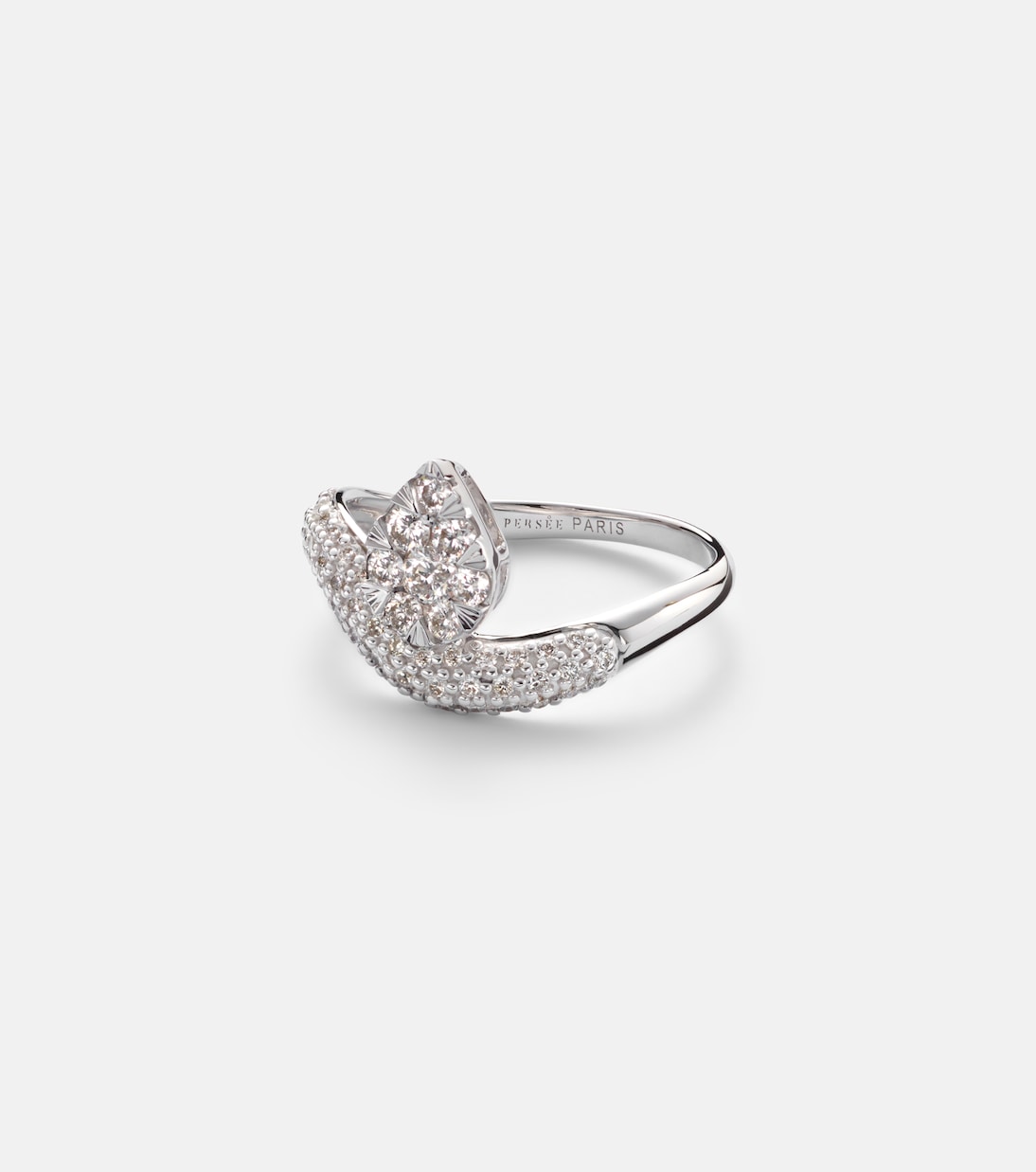 Wave Alliance 18kt white gold ring with diamonds | Persée