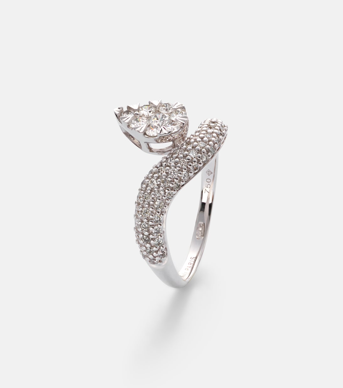 Wave Alliance 18kt white gold ring with diamonds | Persée