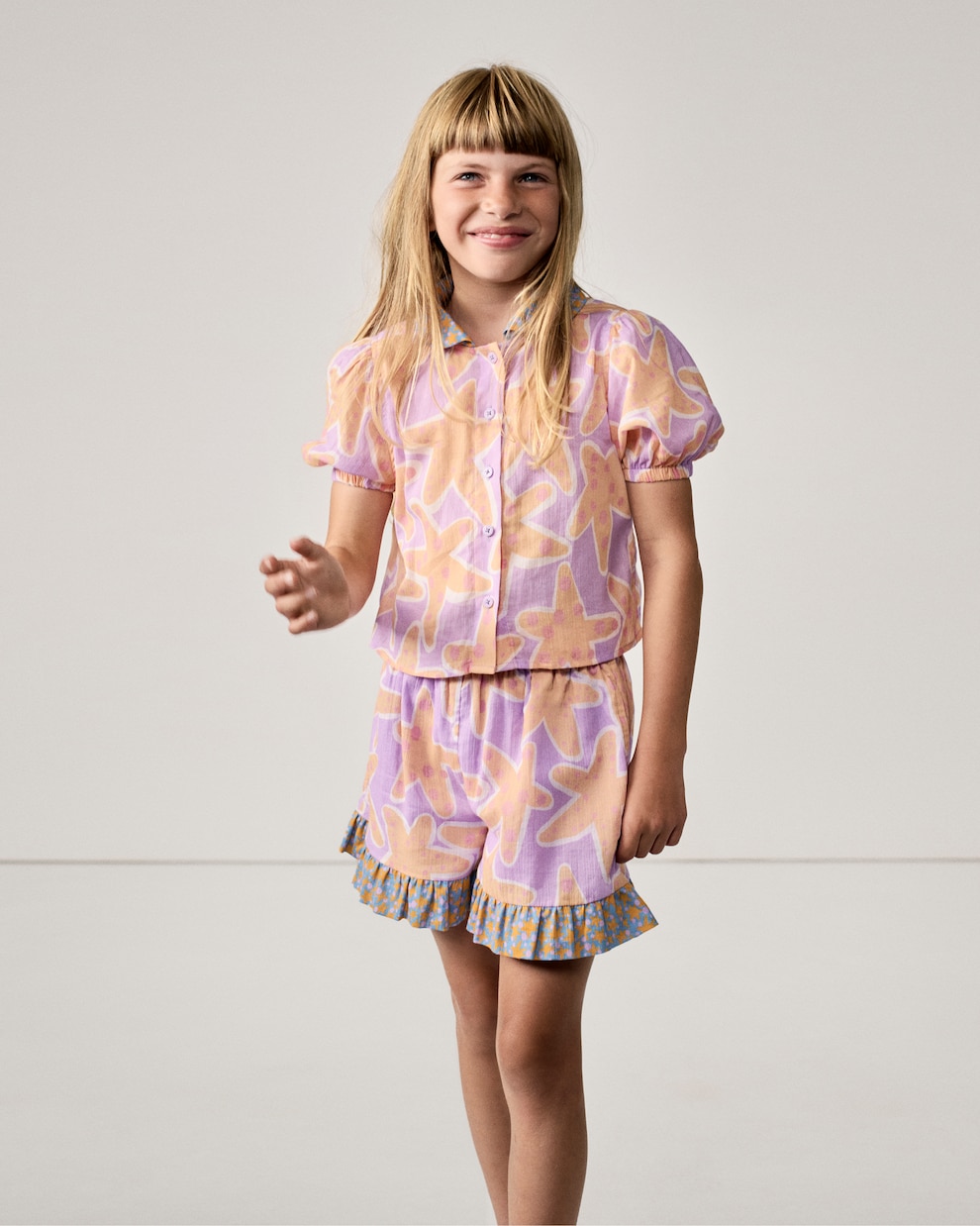 Short en coton imprimé à volants | Stella McCartney Kids