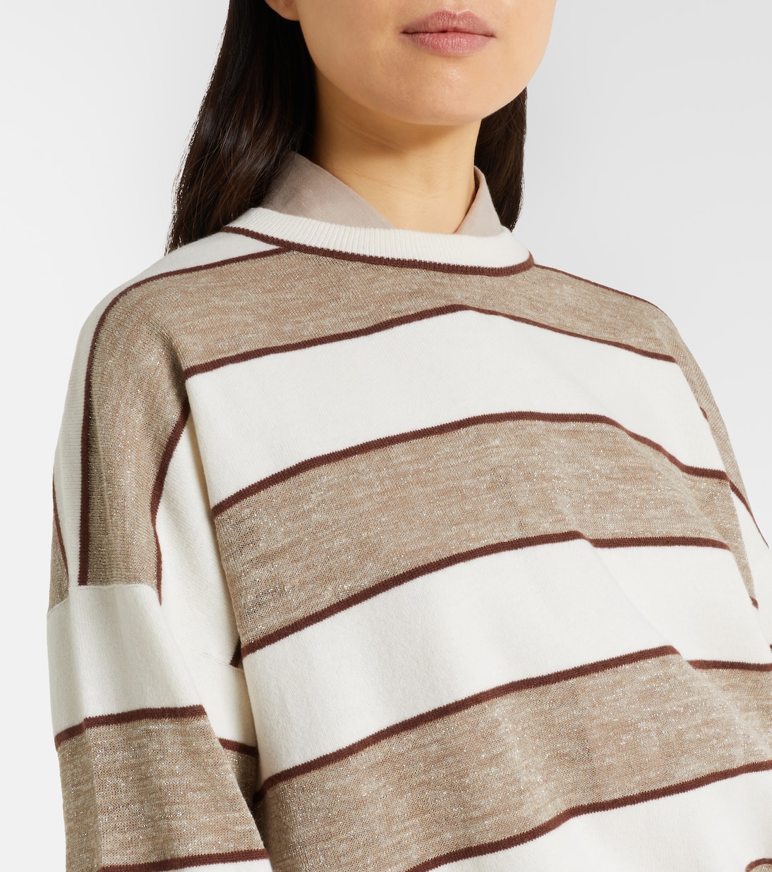 Pull rayé en laine, cachemire et soie | Brunello Cucinelli