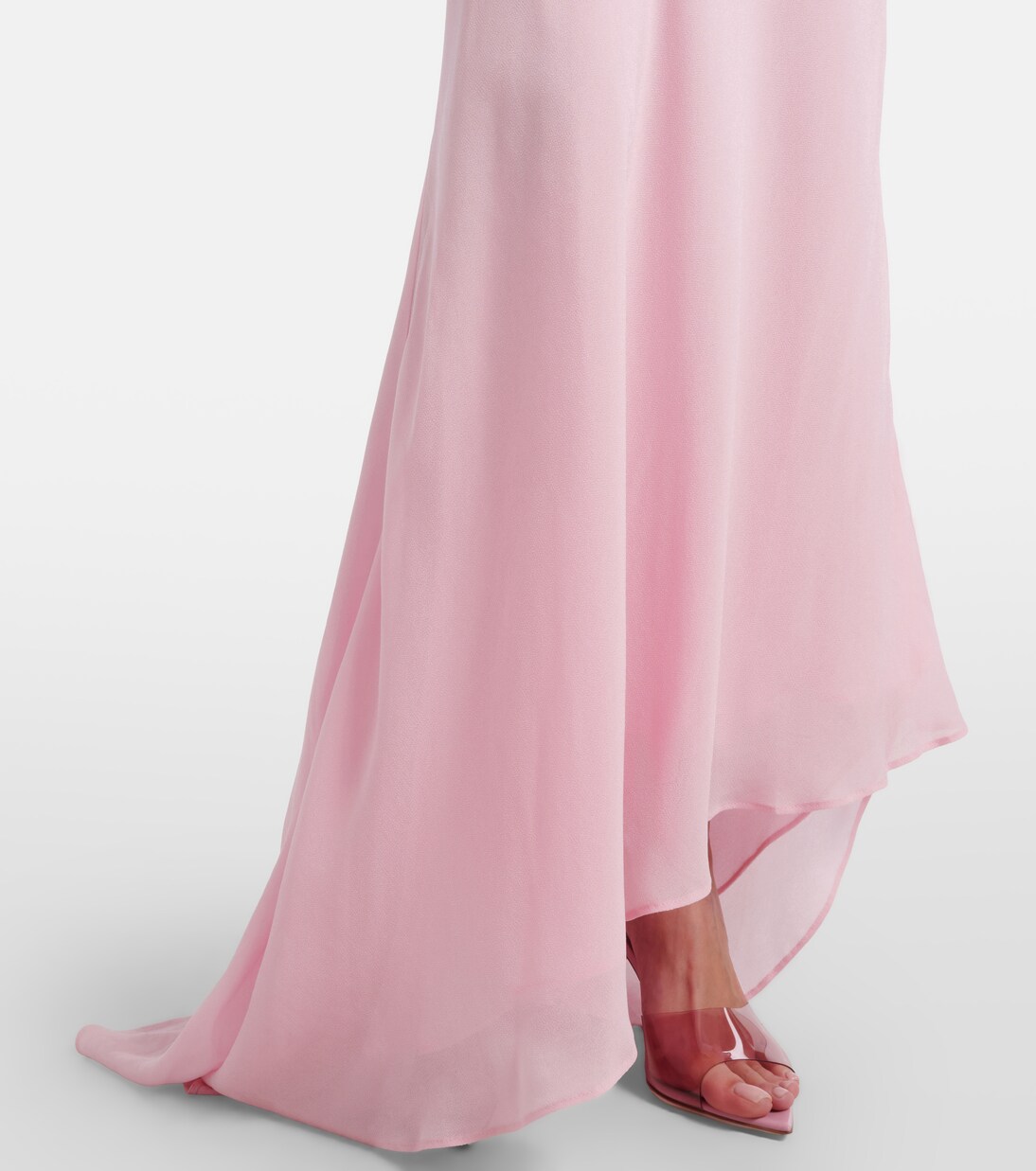 Ruffled asymmetric georgette gown | Self-Portrait