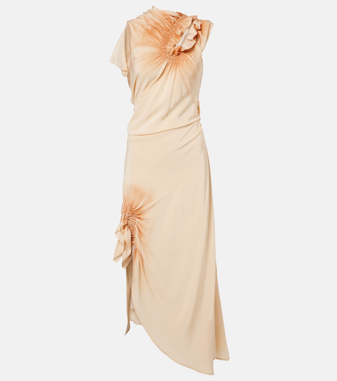 Asymmetric smocked silk cocktail dress | Victoria Beckham