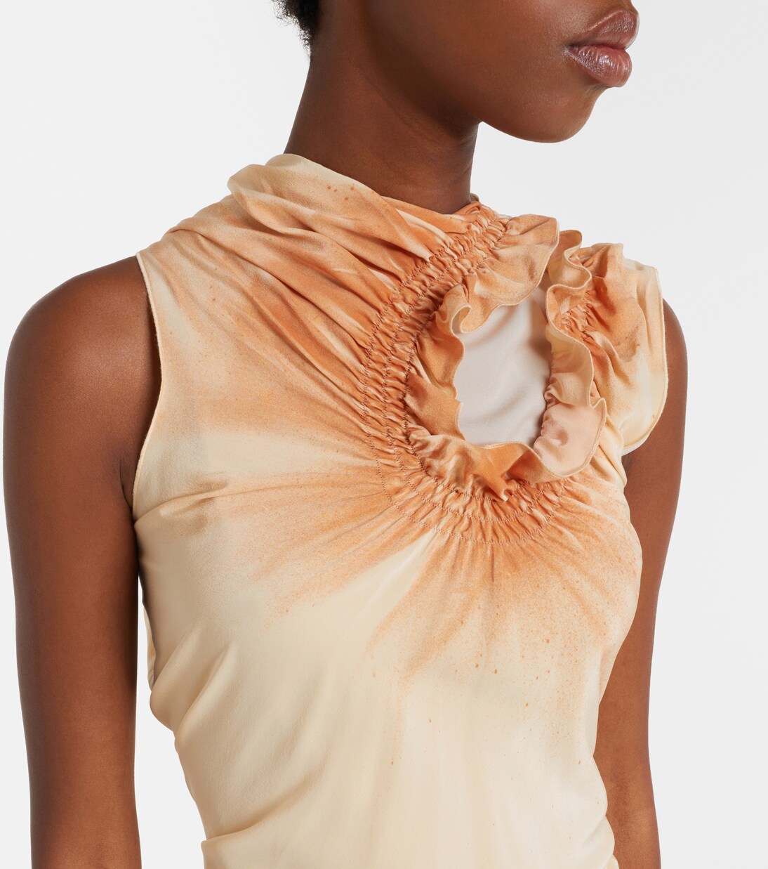 Asymmetric smocked silk cocktail dress | Victoria Beckham