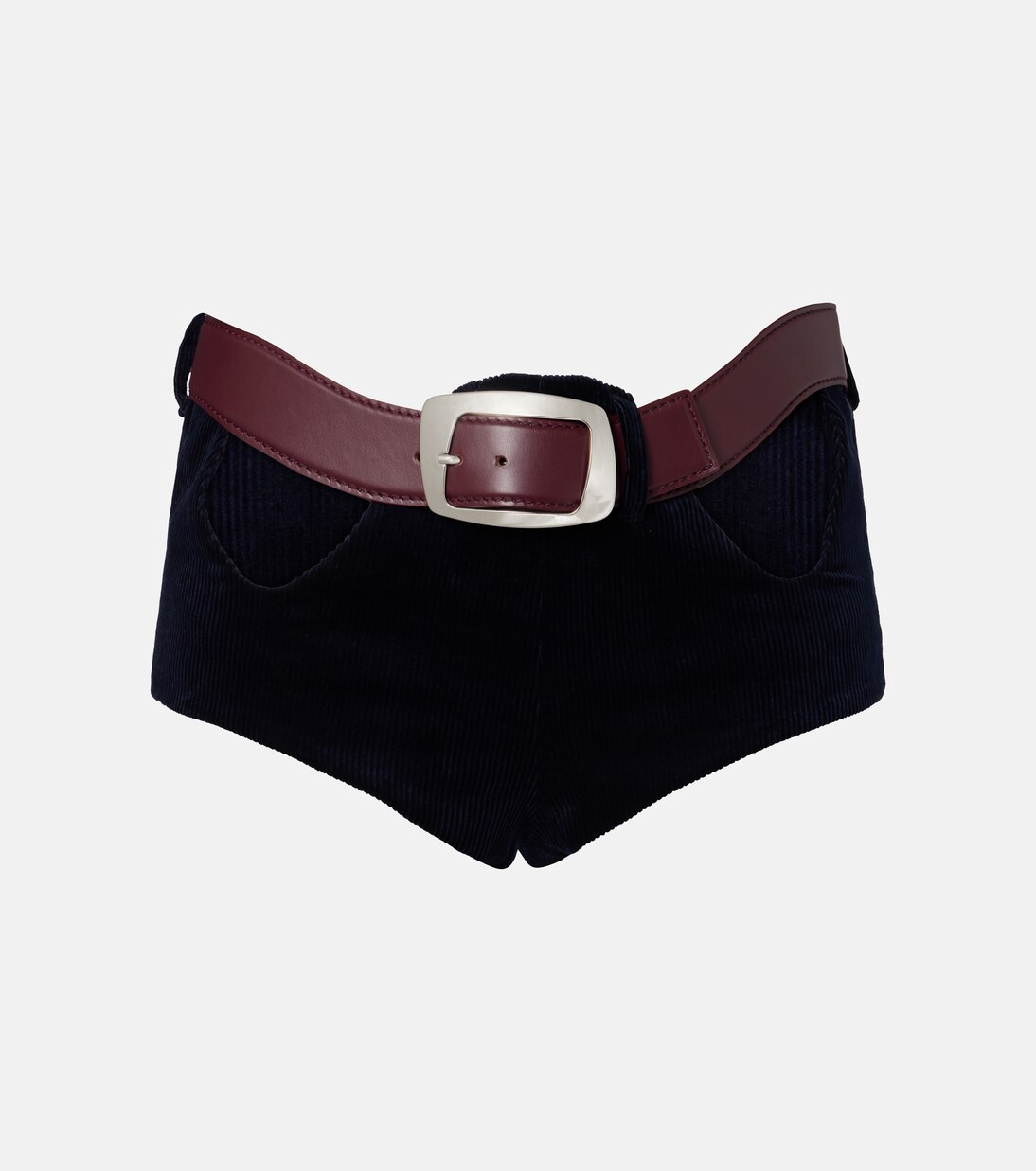 Cutout belted cotton corduroy micro shorts | Jean Paul Gaultier