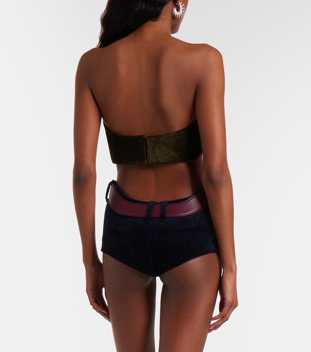 Cutout belted cotton corduroy micro shorts | Jean Paul Gaultier