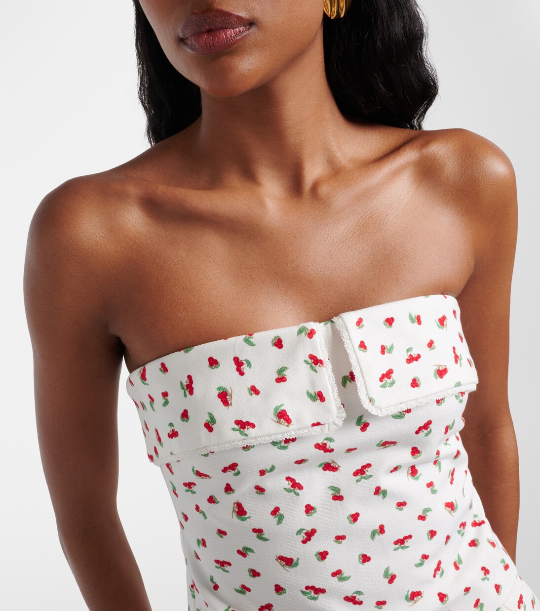 Ebony 프린트 스트랩리스 코튼 블렌드 탑 | Posse