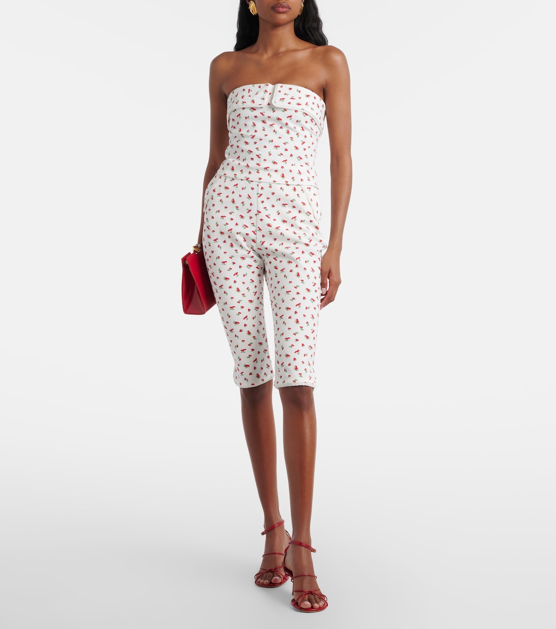 Ebony 프린트 스트랩리스 코튼 블렌드 탑 | Posse