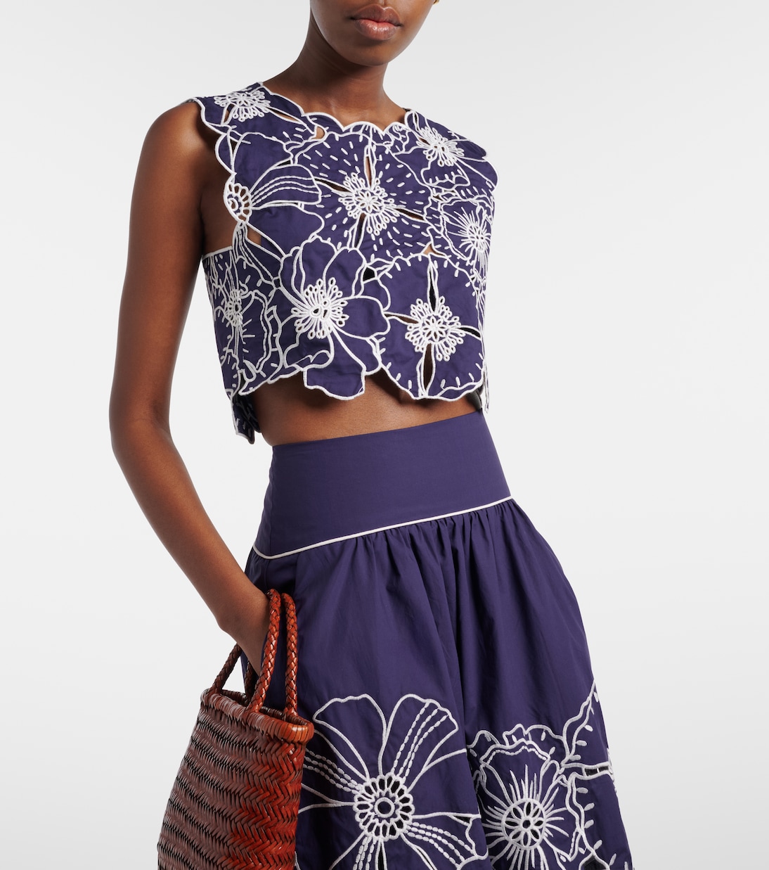 Embroidered floral cotton crop top | Farm Rio