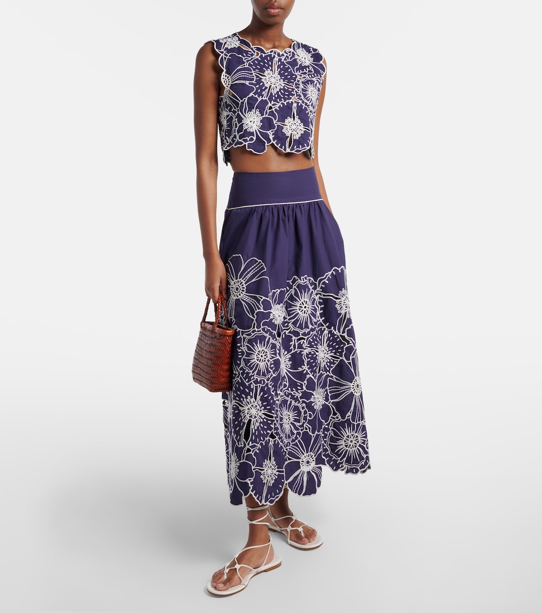 Embroidered floral cotton crop top | Farm Rio