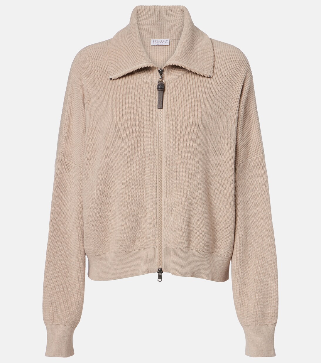 Knitted cotton blouson jacket | Brunello Cucinelli
