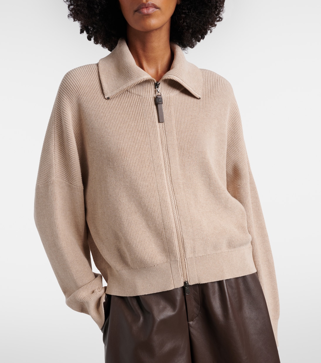 Knitted cotton blouson jacket | Brunello Cucinelli