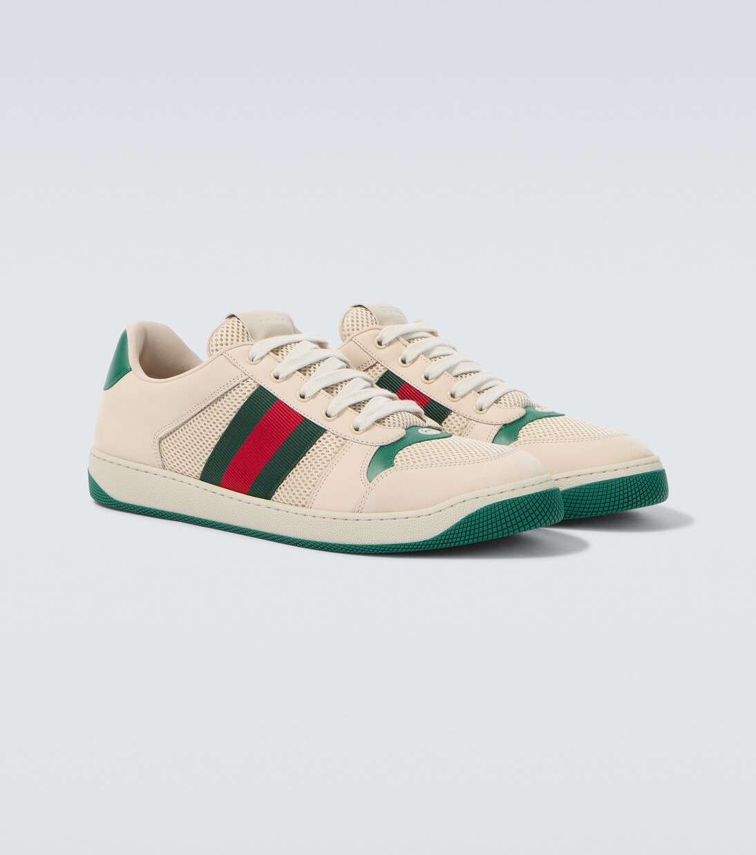 Screener leather-trimmed sneakers | Gucci