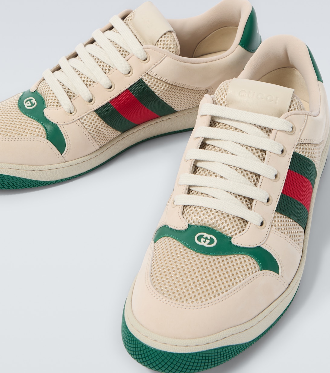 Screener leather-trimmed sneakers | Gucci