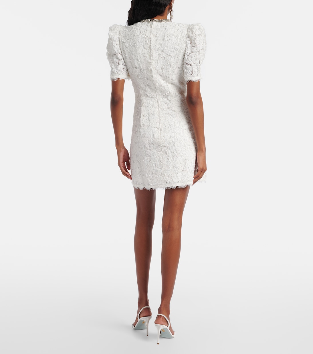 Bridal Dillon embellished lace minidress | Rebecca Vallance