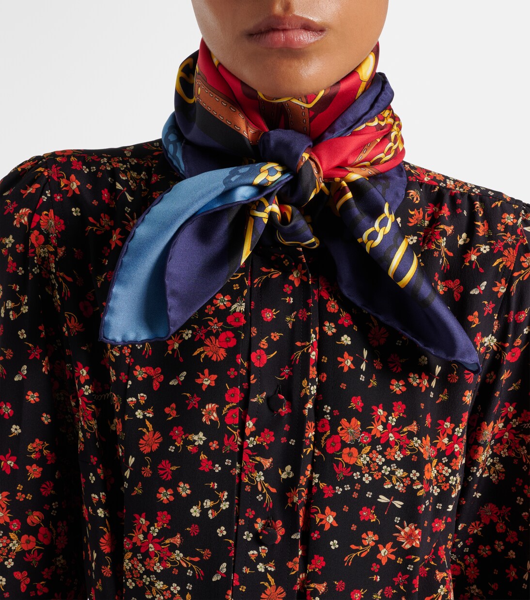 Printed reversible silk twill scarf | Gucci