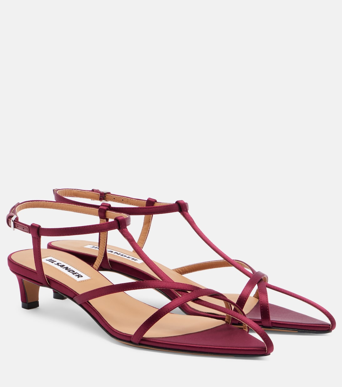 Cage satin and leather sandals | Jil Sander