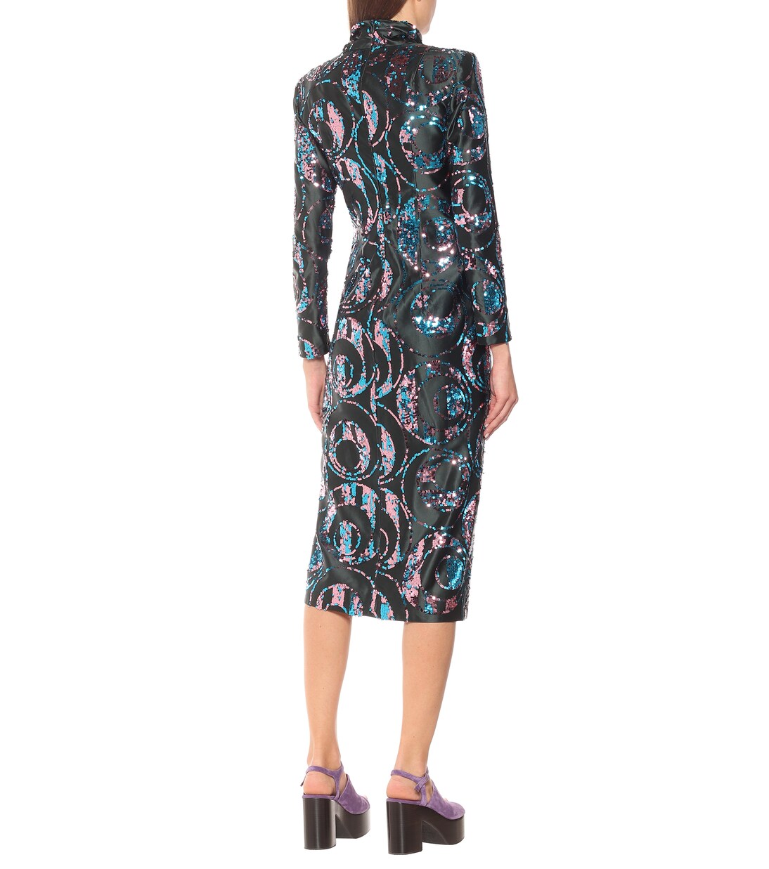 Robe midi en coton mélangé à sequins | Dries Van Noten