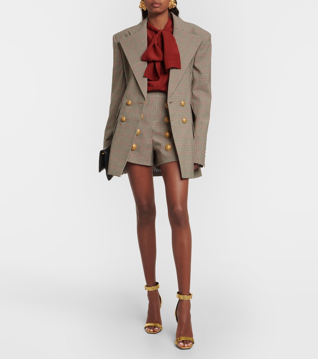 Shorts de tweed Príncipe de Gales de tiro alto | Balmain