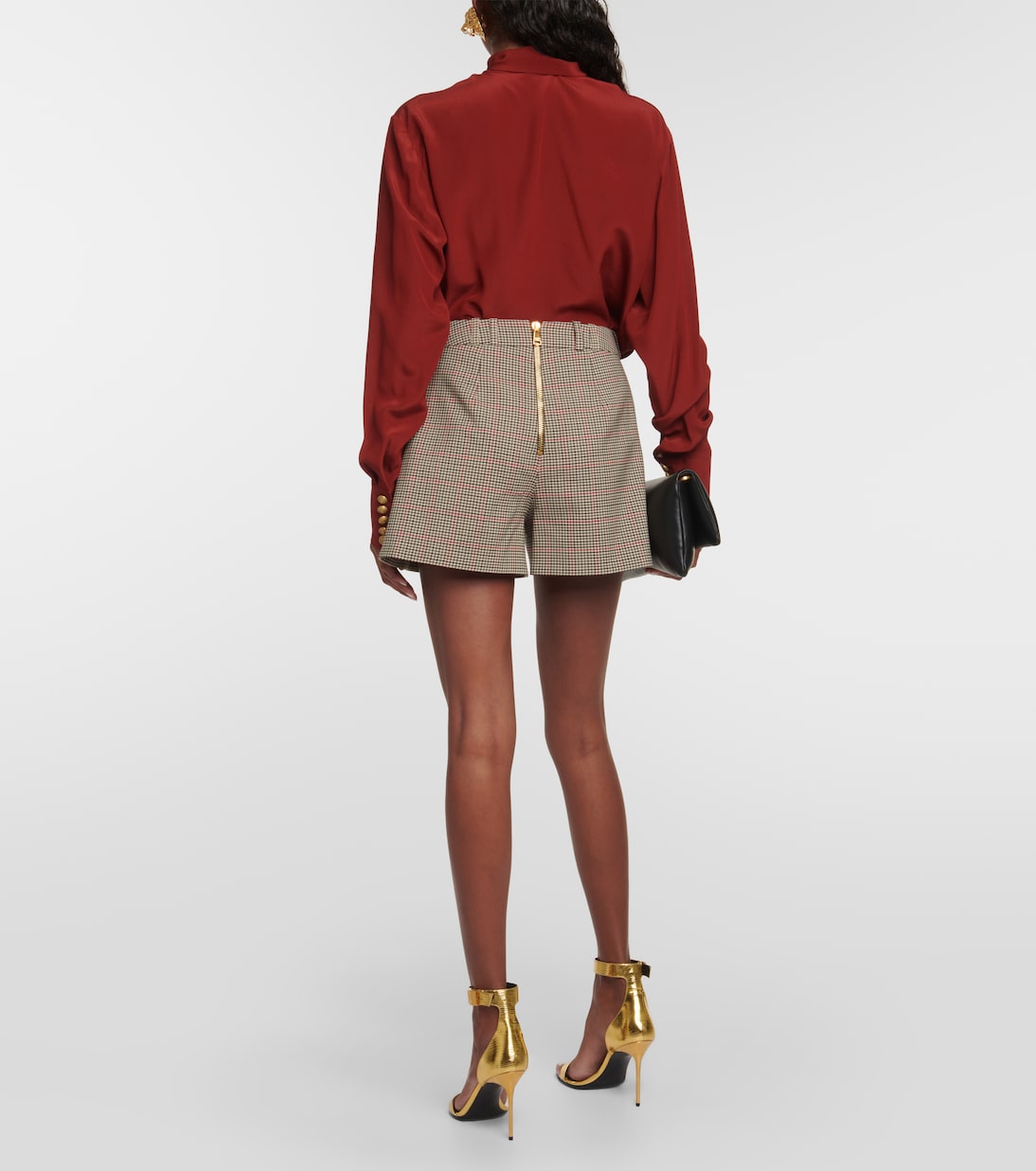 Shorts de tweed Príncipe de Gales de tiro alto | Balmain