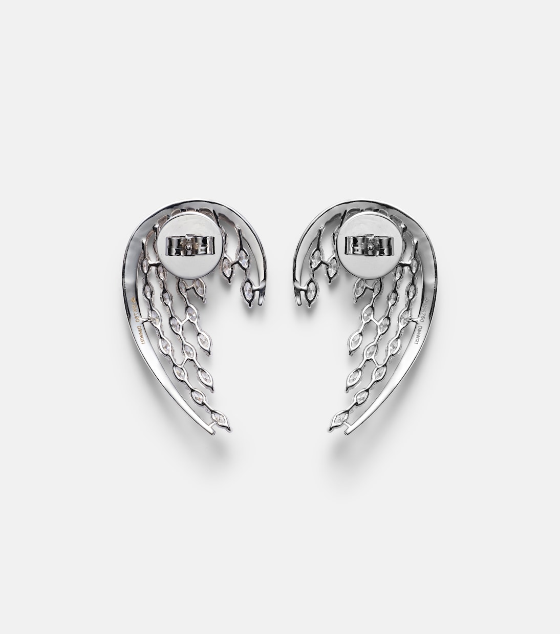 Boucles d'oreilles Angel Wings en or blanc 18 ct, diamants et émail | Kamyen
