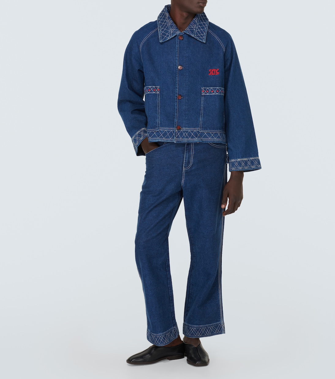 Knolly Brook embroidered wide-leg jeans | Bode