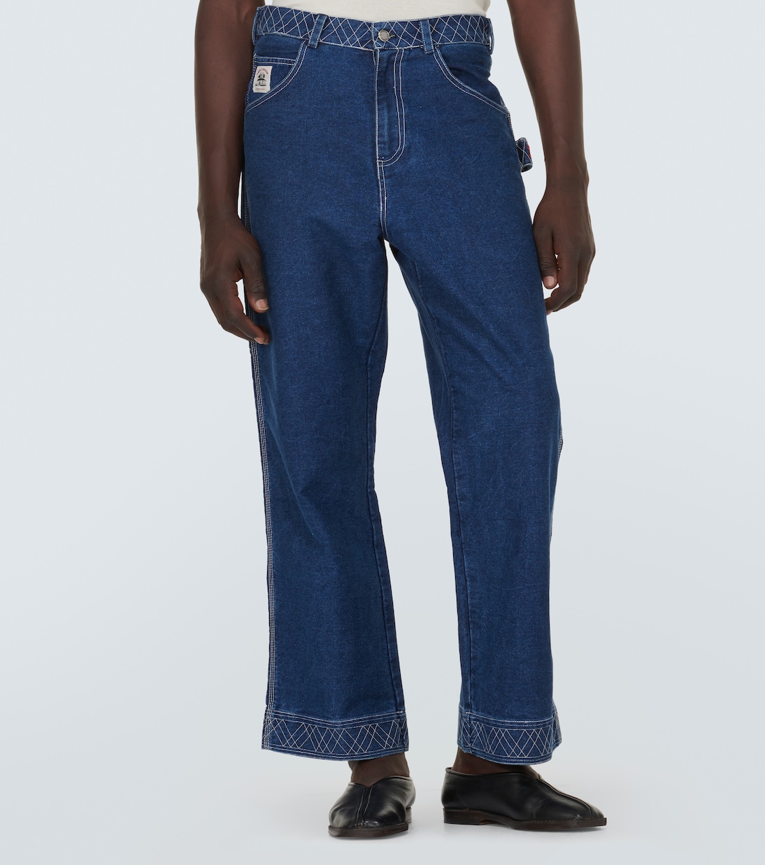 Knolly Brook embroidered wide-leg jeans | Bode