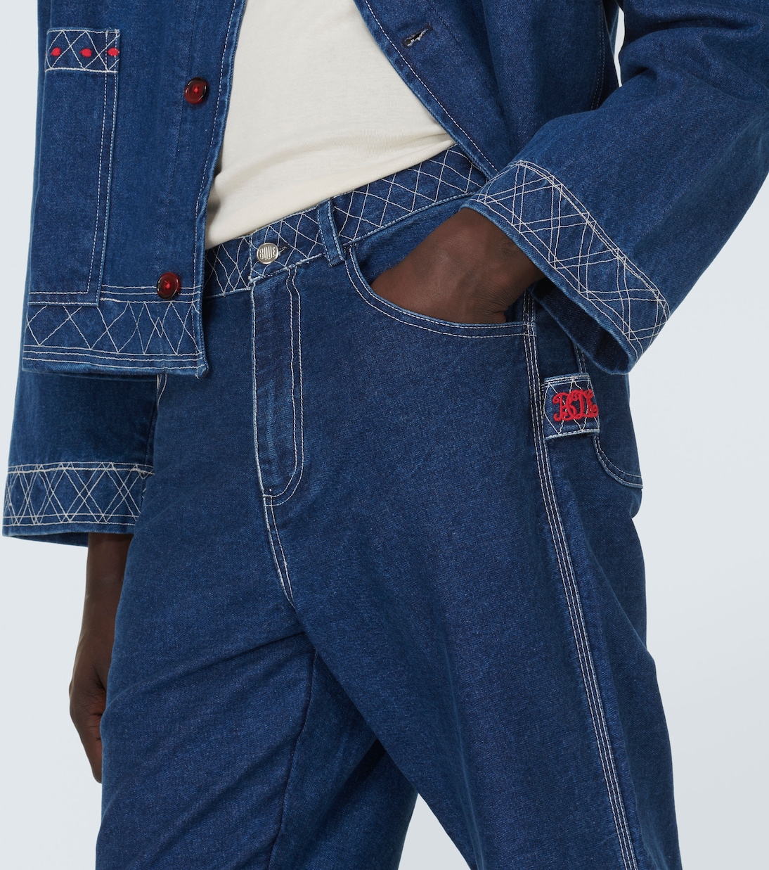 Knolly Brook embroidered wide-leg jeans | Bode