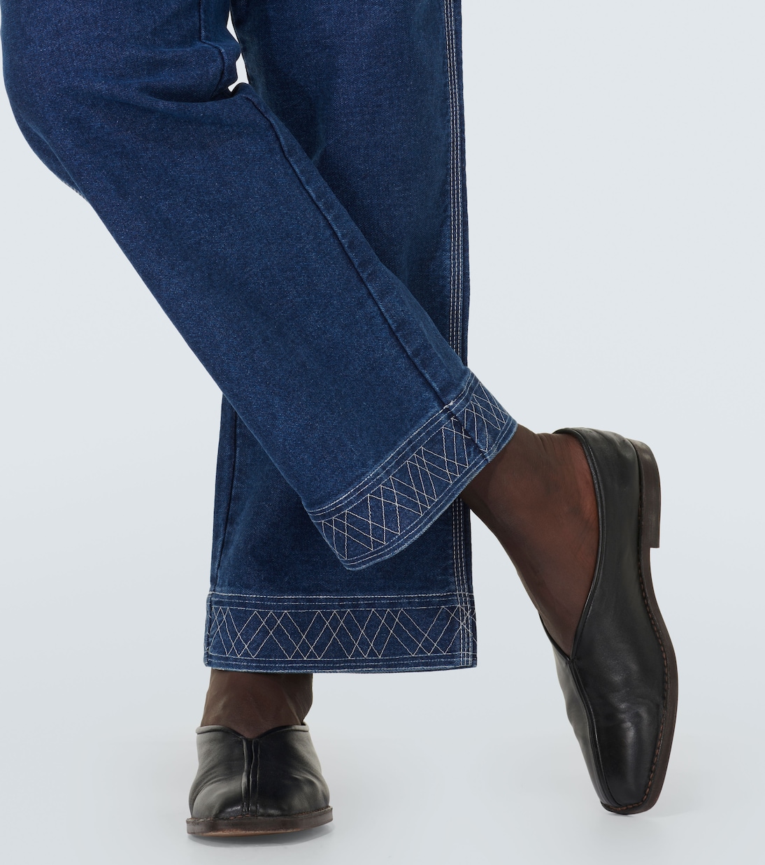 Knolly Brook embroidered wide-leg jeans | Bode