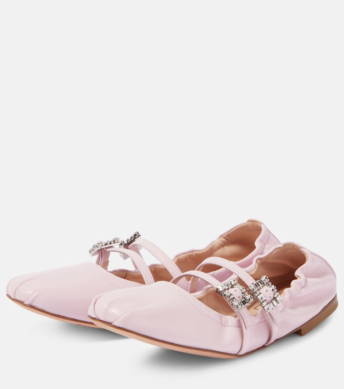 Crystal-embellished leather Mary Jane flats | Roger Vivier
