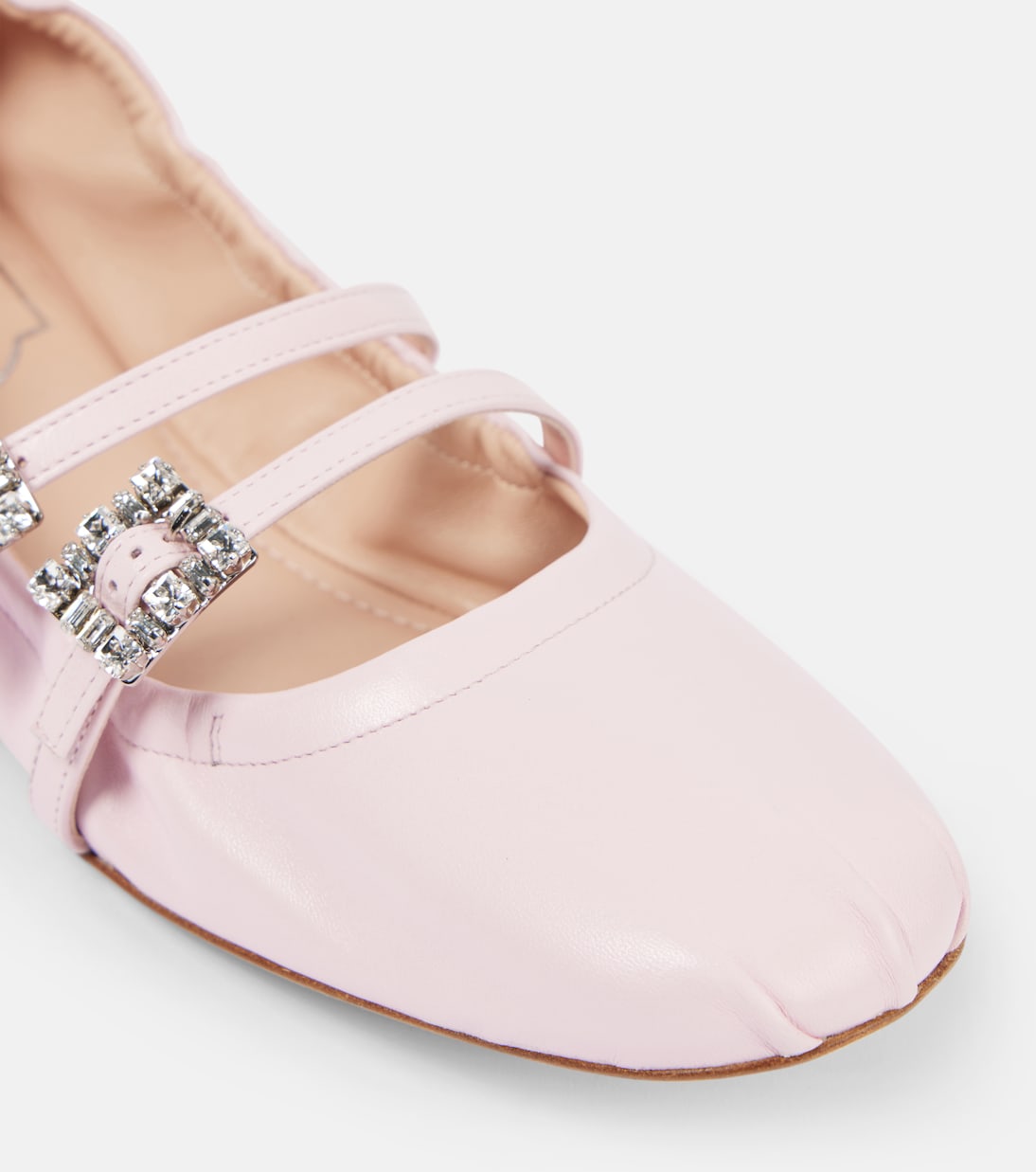 Crystal-embellished leather Mary Jane flats | Roger Vivier