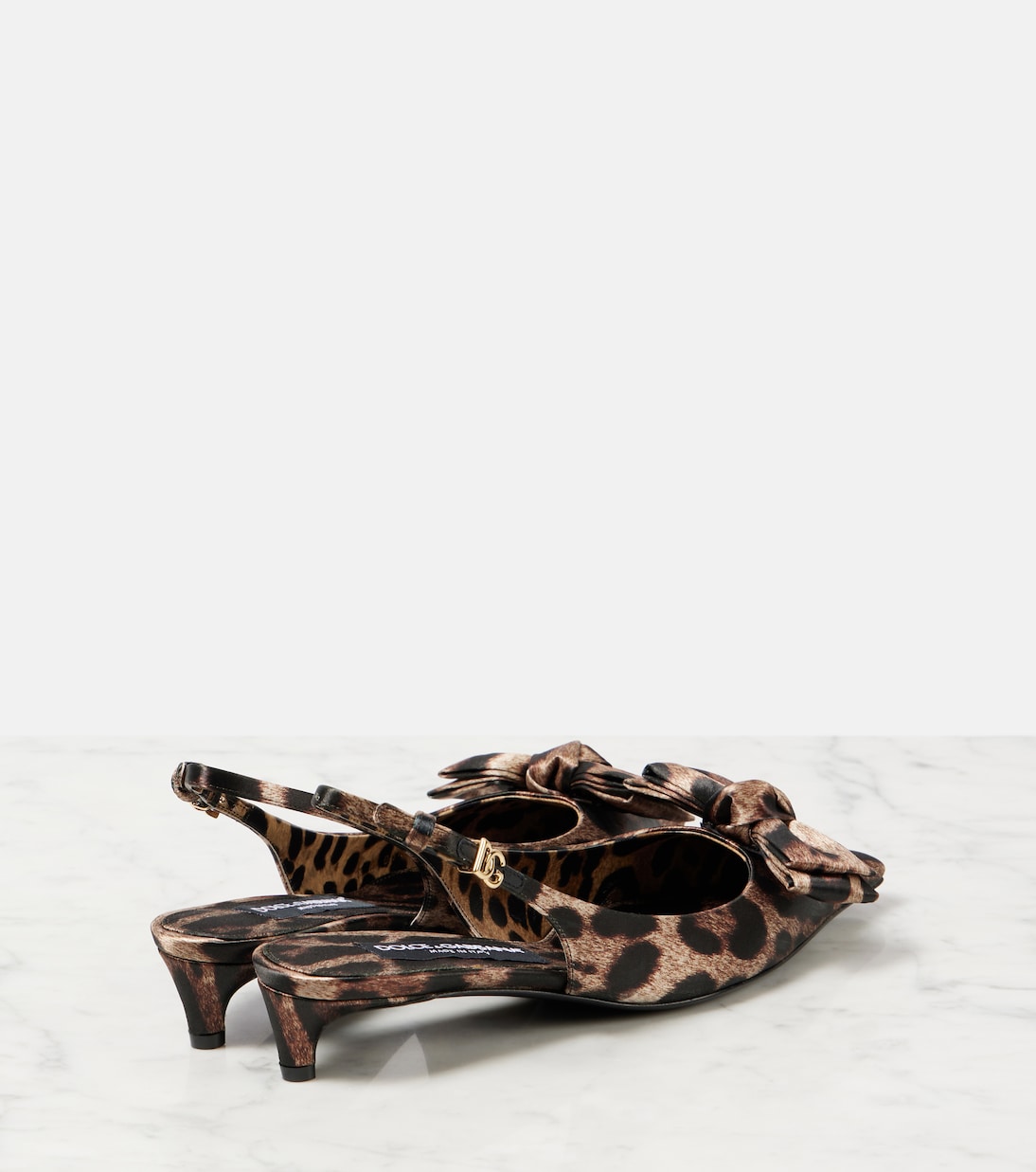 Leo 30 printed satin slingback pumps | Dolce&Gabbana