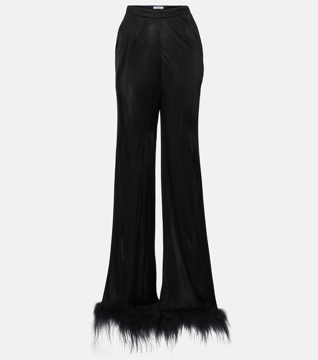 Feather-trimmed wide-leg pants | Prada