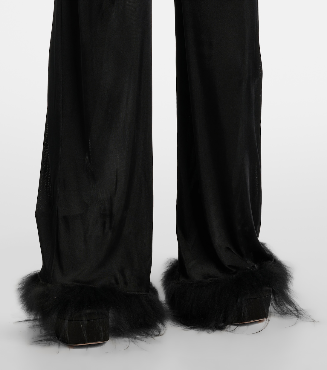 Feather-trimmed wide-leg pants | Prada
