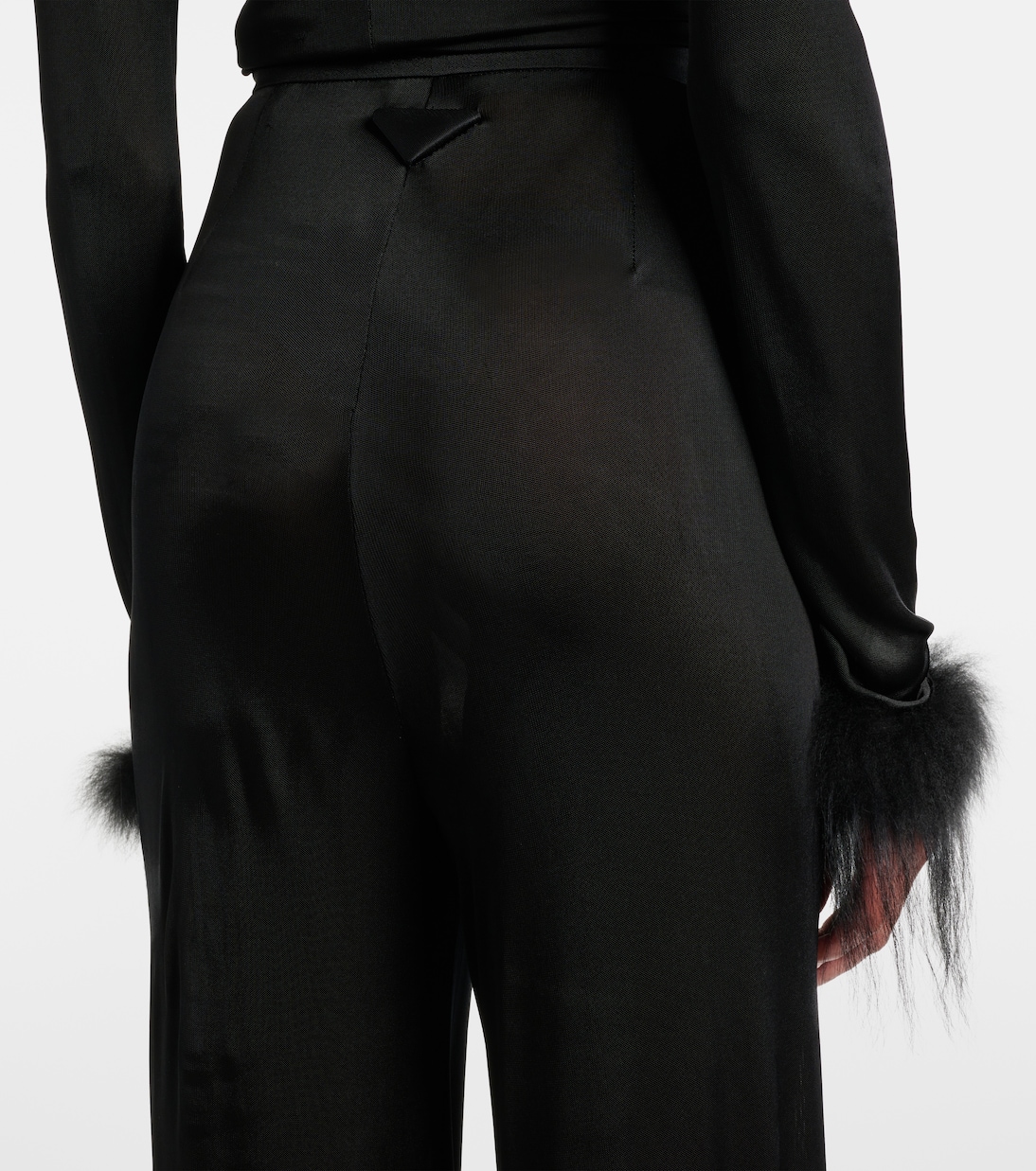 Feather-trimmed wide-leg pants | Prada