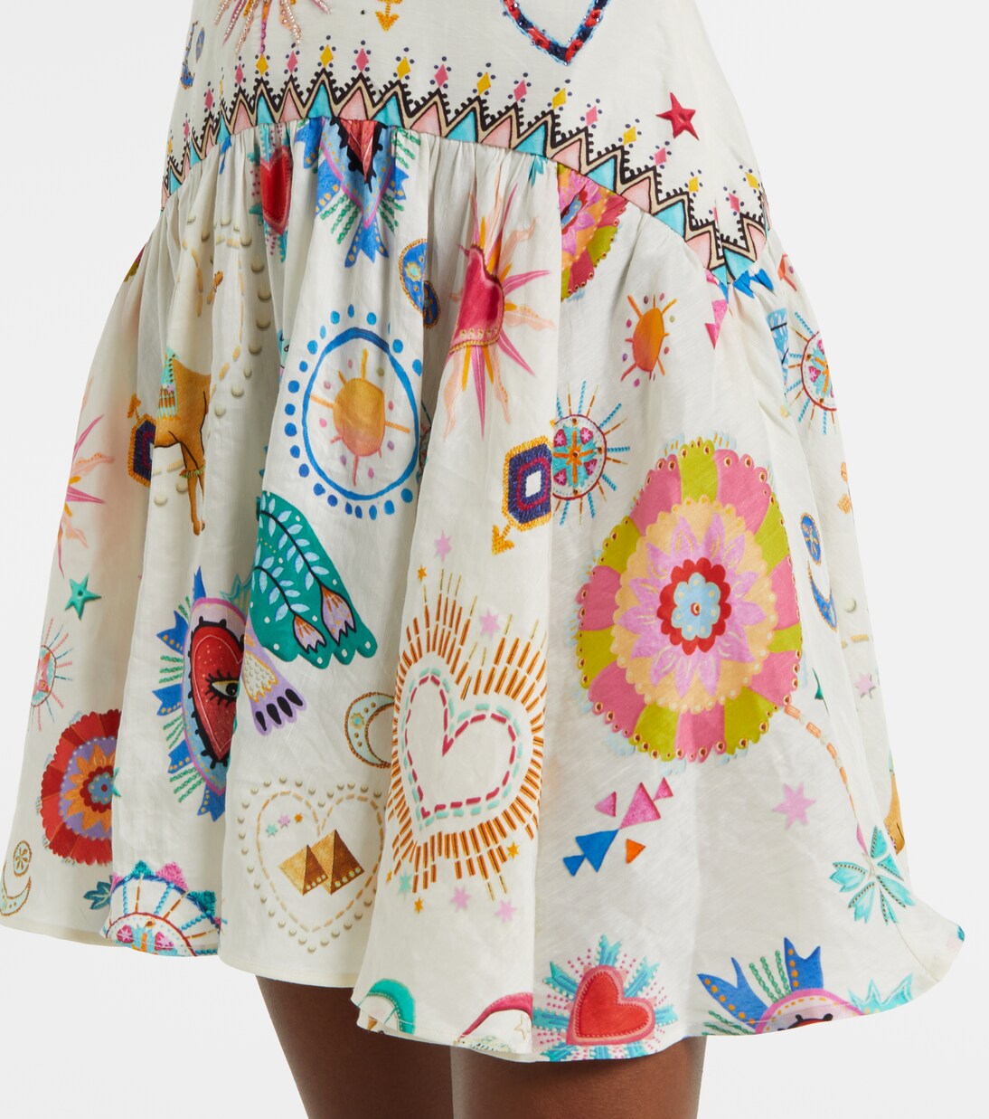 Robe brodée en lin et soie | Camilla