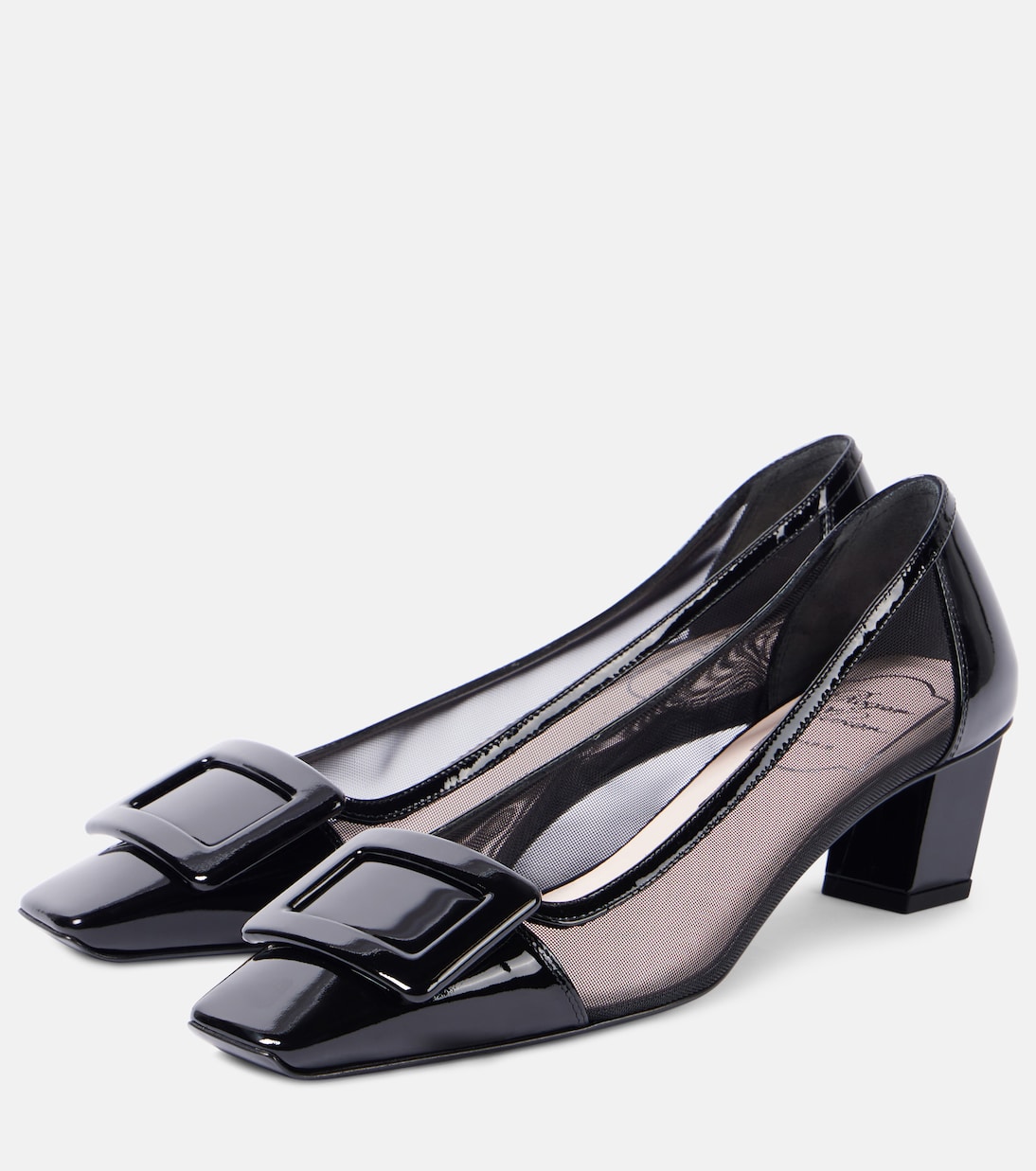 Belle Vivier 45 leather-trimmed mesh pumps | Roger Vivier