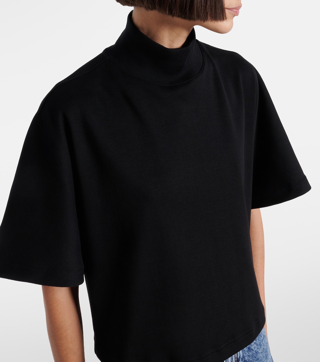 High-neck cotton jersey T-shirt | Alaïa