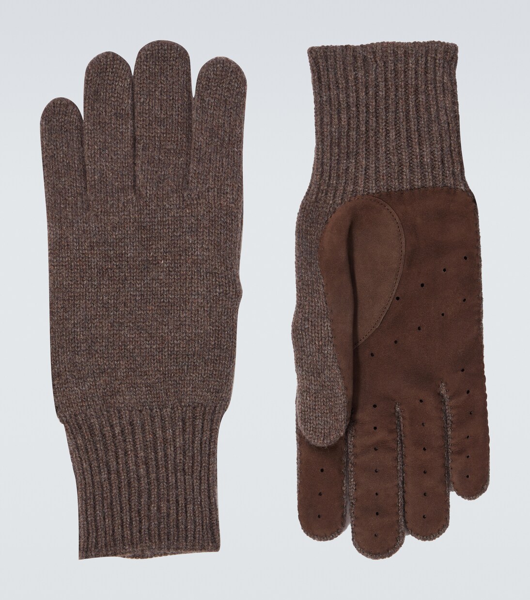 Handschuhe aus Kaschmir und Veloursleder  | Brunello Cucinelli