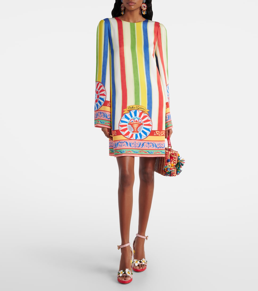 Sandali Taormina 135 in rafia con cristalli  | Dolce&Gabbana