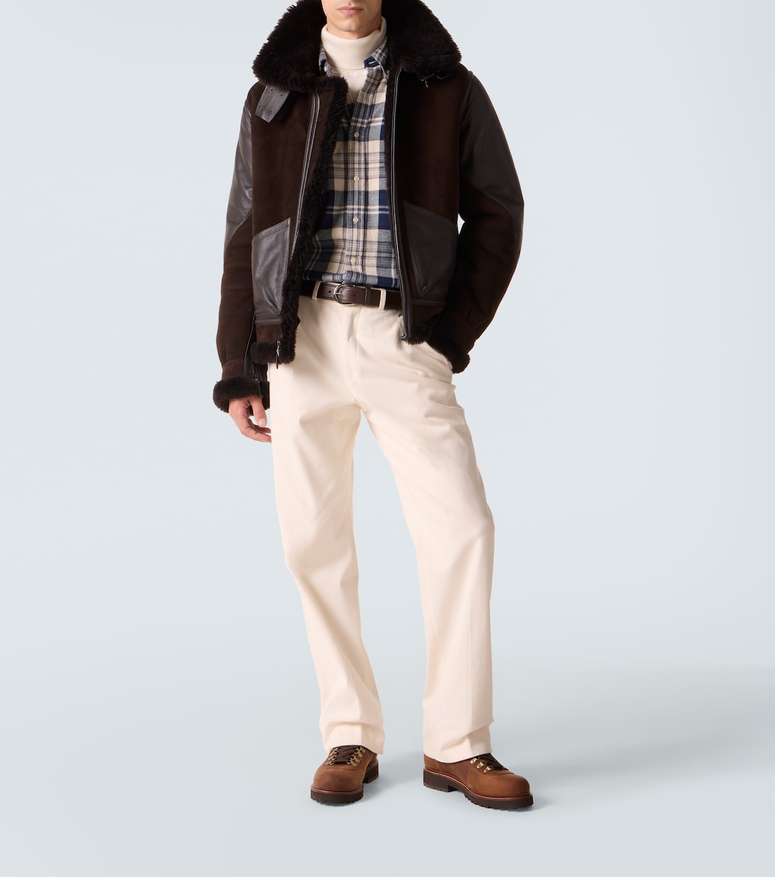 Jacke aus Veloursleder mit Shearling | Ralph Lauren Purple Label