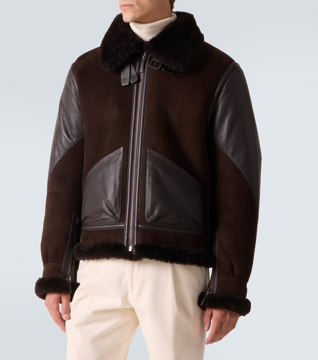 Jacke aus Veloursleder mit Shearling | Ralph Lauren Purple Label
