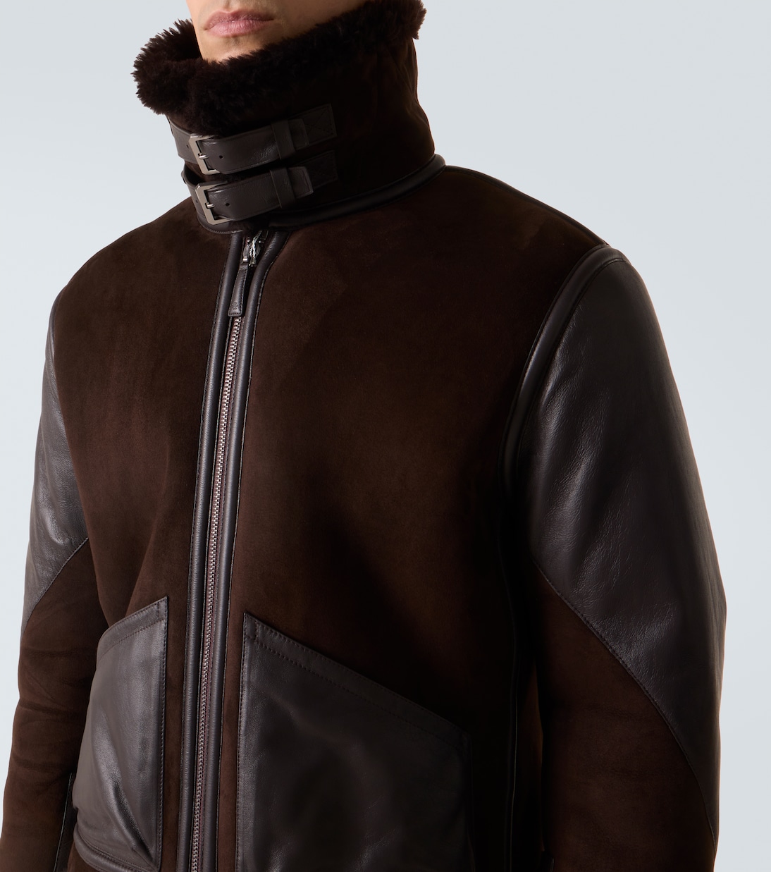 Jacke aus Veloursleder mit Shearling | Ralph Lauren Purple Label